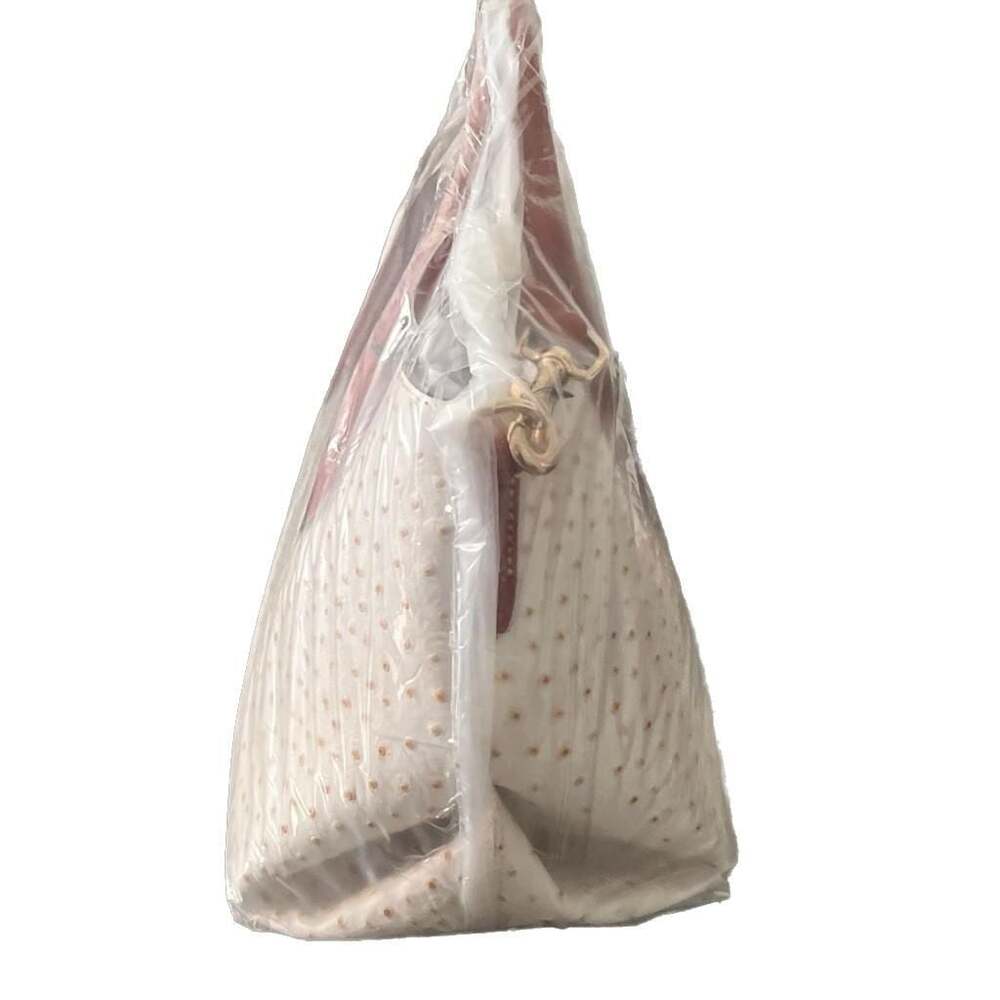 Dooney & Bourke Ostrich Embossed Leather Handle Tote 30 Bone - Picture 2 of 3